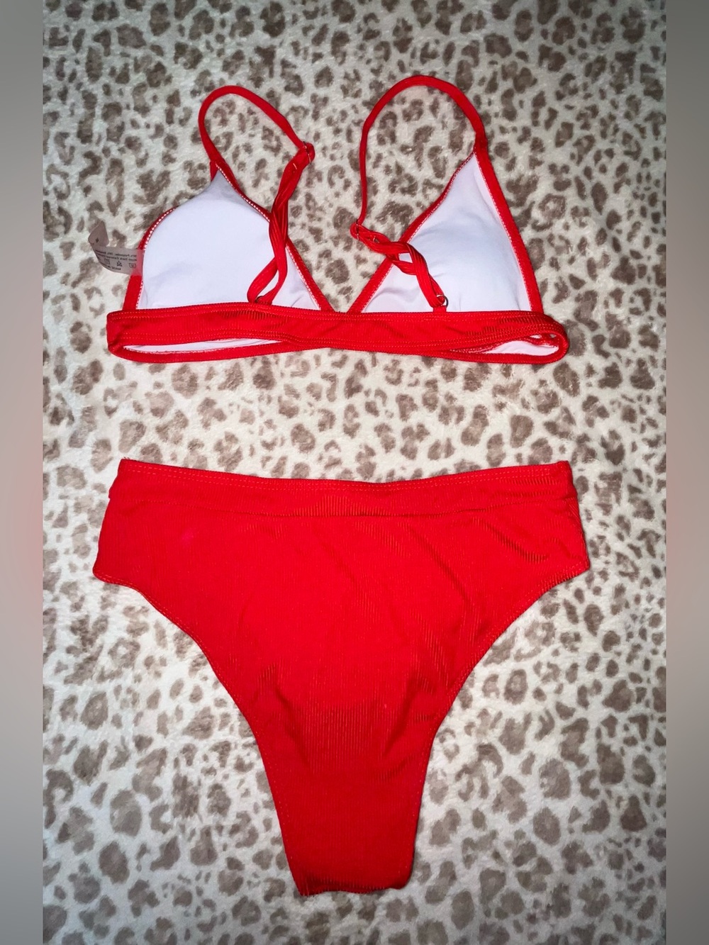 Red Ribbed Bikini Set - Picture 2 of 3